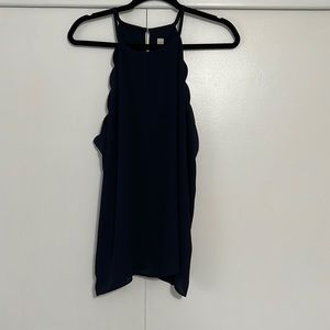 Loft navy scalloped halter top